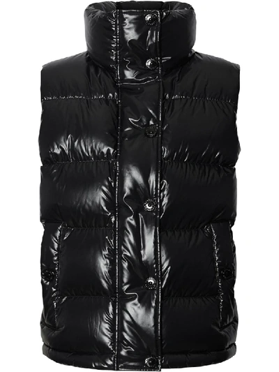 Burberry Logo Graphic Puffer Gilet In Black