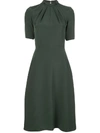 ADAM LIPPES TWISTED-NECK CREPE DE CHINE A-LINE DRESS