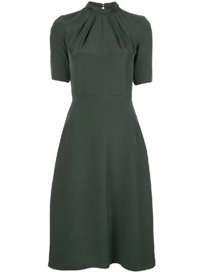 Adam Lippes Twisted-neck Crepe De Chine A-line Dress In Green