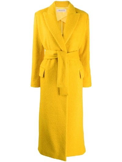 Blanca Belted Midi Coat In Yellow