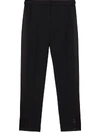 BURBERRY SATIN STRIPE WOOL TAILORED TROUSERS