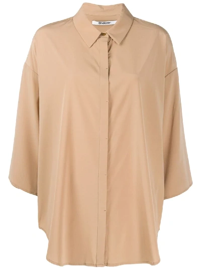 Chalayan Oversized Cropped Sleeves Shirt In Neutrals