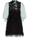GANNI layered-style feathered mini dress