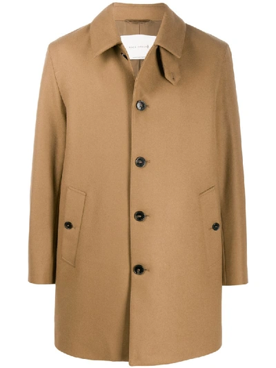 Mackintosh Single Breasted Collared Coat In Brown