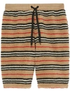Burberry Howell Stripe Fleece Shorts In Beige,black,red