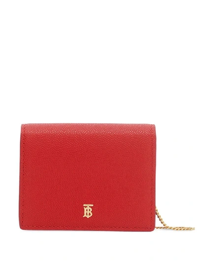 Burberry Grainy Leather Card Case With Detachable Strap In Bright Red