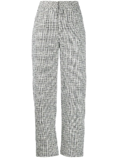 Totême Houndstooth Straight-leg Trousers In Black