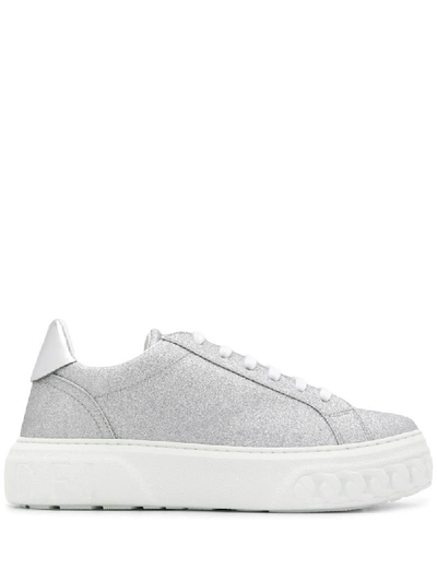 Casadei Glitter Sneakers In Silver