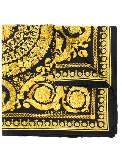 Versace Barocco-print Scarf In Black