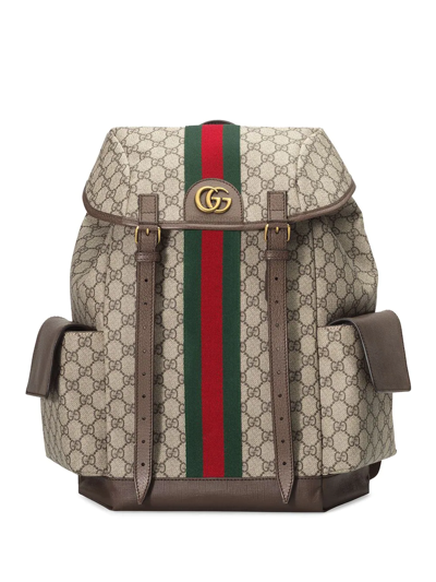Gucci Monogram Pattern Backpack In Neutrals