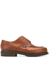 Paraboot Exposed-stitched Leather Shoes In Brown
