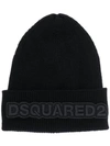 DSQUARED2 LOGO PATCH RIBBED BEANIE