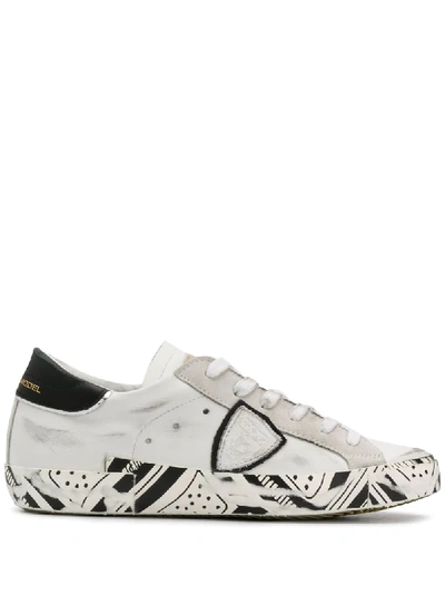 Philippe Model Distressed Low-top Trainers In White