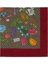 Gucci Gg Flora Print Silk Scarf In Brown