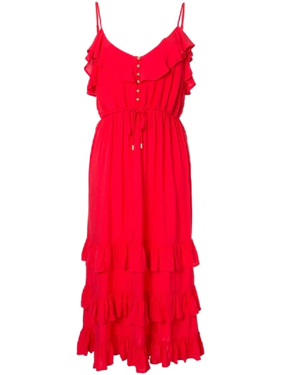 Melissa Odabash Bethan Ruffle Mini Dress In Red | ModeSens