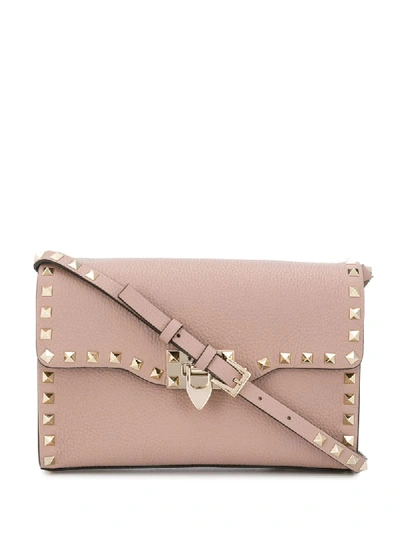 Valentino Garavani Small  Rockstud Crossbody Bag In Neutrals