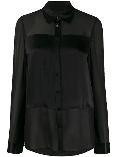 Michael Michael Kors Satin-panel Chiffon Blouse In Black