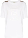 Fendi Tonal Roma Logo Print T-shirt  In F188p White + Tobacco