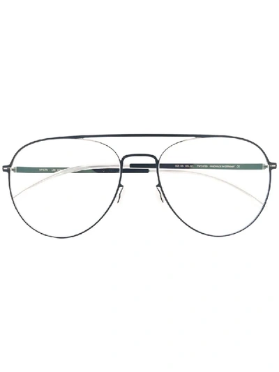 Mykita Eero 091 Silver/navy Leather/fur/exotic Skins->leather In Blue