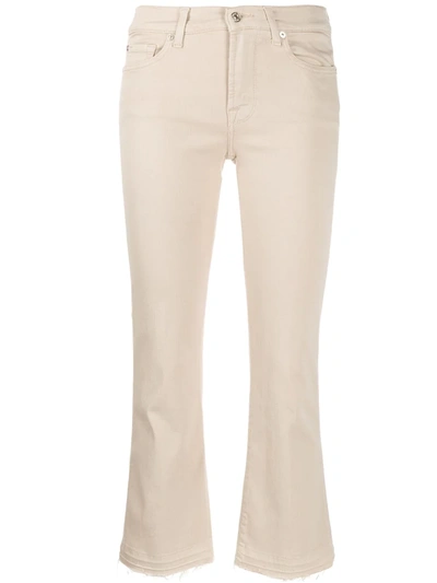 7 For All Mankind Slim-fit Cropped Jeans In Neutrals