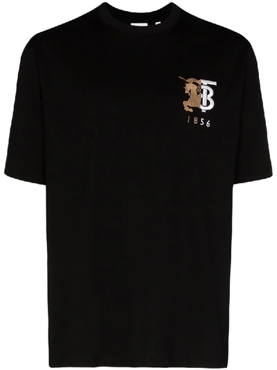 Burberry Hesford Logo Embroidered T-shirt In Black