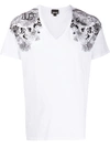 JUST CAVALLI ABSTRACT-PRINT V-NECK T-SHIRT