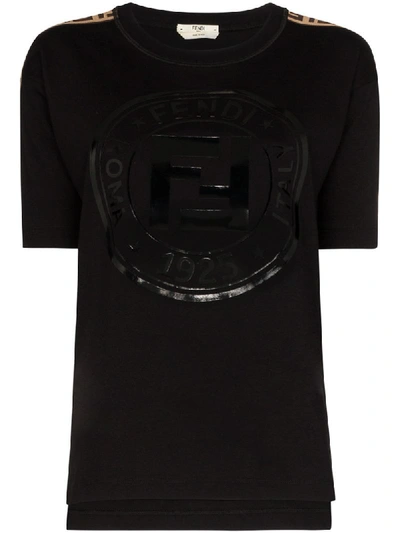 Fendi Tonal Roma Logo Print T-shirt In Black