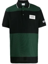 Burberry England Flag-embroidery Striped Polo Shirt In Black