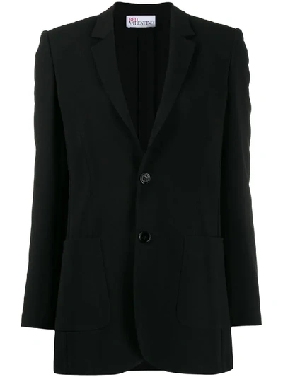 Red Valentino Notched Lapels Single-breasted Blazer In Black