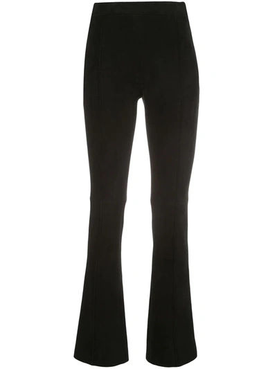 Adam Lippes Kick Cropped Suede Trousers In Black