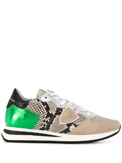 Philippe Model Trpxa Snakeskin-effect Running Trainers In Neutrals