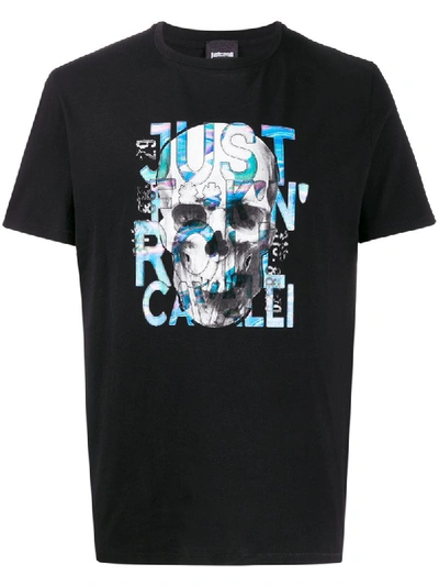 JUST CAVALLI SKULL DETAIL LOGO T-SHIRT 