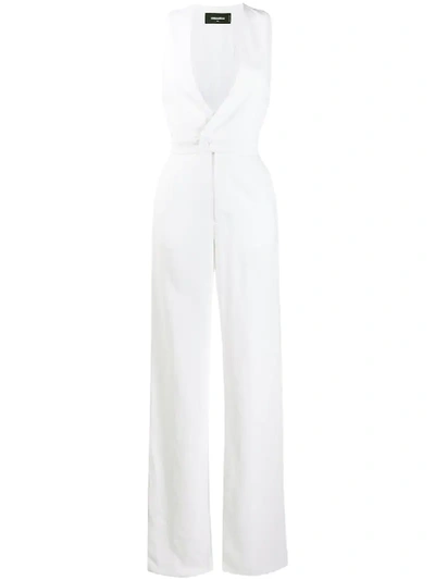 Dsquared2 Sleeveless Tailored Jumpsuit In White