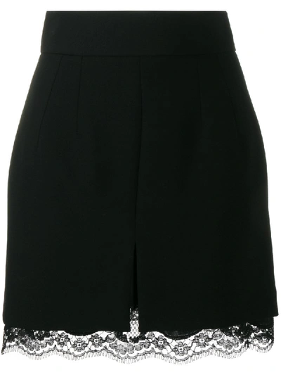 Dolce & Gabbana Lace Insert Mini Skirt In Black