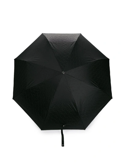 Burberry Monogram Print Folding Umbrella In Black