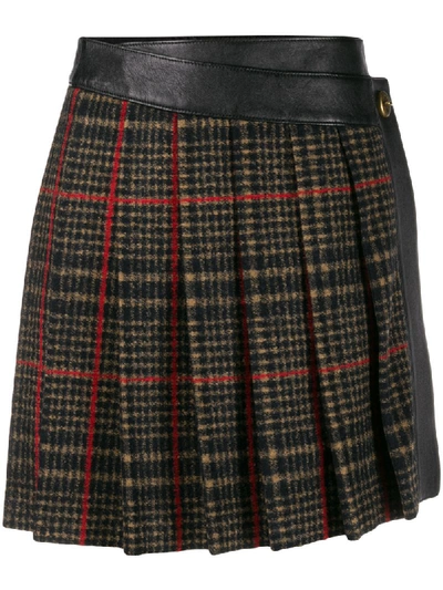 Coach Wrap-style Tartan Skirt In Brown
