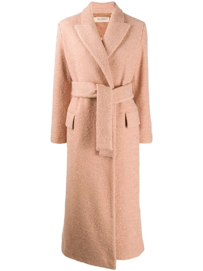 Blanca Belted Midi Coat In Pink