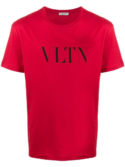 Valentino T-shirt Mit Vltn-print In Red