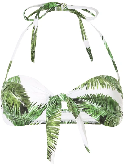 Melissa Odabash Caribe Foliage Print Bikini Top In White