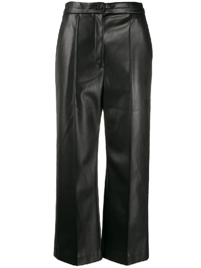 Chalayan Cropped Faux Leather Wide-leg Trousers In Black