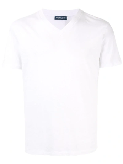 Frescobol Carioca V-neck Plain T-shirt In White