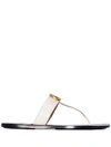 GUCCI WHITE GG MARMONT THONG SANDALS