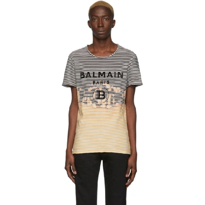 Balmain Tie & Dye Striped Cotton Jersey T-shirt In Multicolour