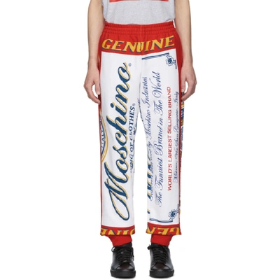 Moschino Red And White Budweiser Edition Logo Lounge Trousers In Multi