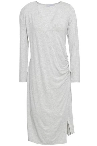 Kain Wrap-effect Striped Stretch-jersey Dress In Light Grey