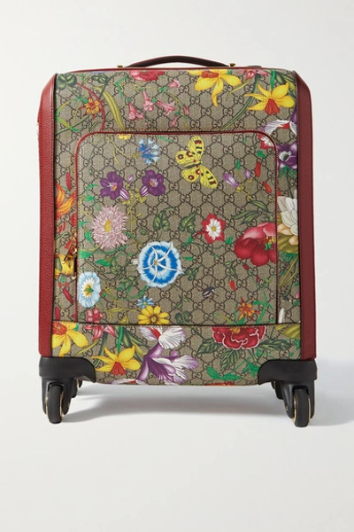 Gucci Ophidia Textured Leather-trimmed Printed Coated-canvas Suitcase
