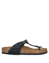 Birkenstock Leather Buckle Flip Flops In Black