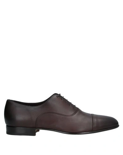 Santoni Lace-up Shoes In Dark Brown