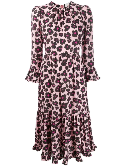 La Doublej Visconti Floral Leopard Print Dress In Flower Leopard Rosa