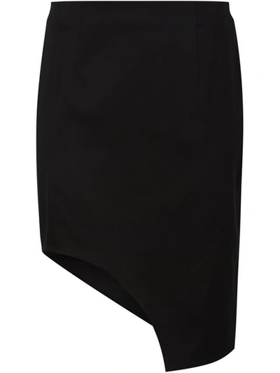 Mugler Asymmetric Stretch-cotton Skirt In Black